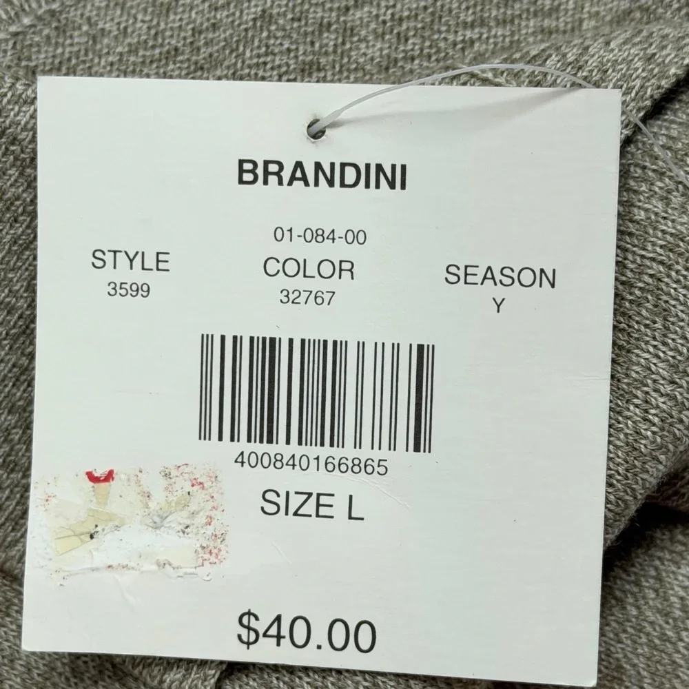 Brandini Sweater‎ Mens Large Tan Polo Pullover Long Sleeve Marl Knit Cotton